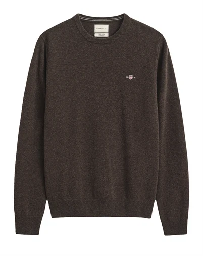 Gant - Lambswool C-Neck - Dark Brown Melange 